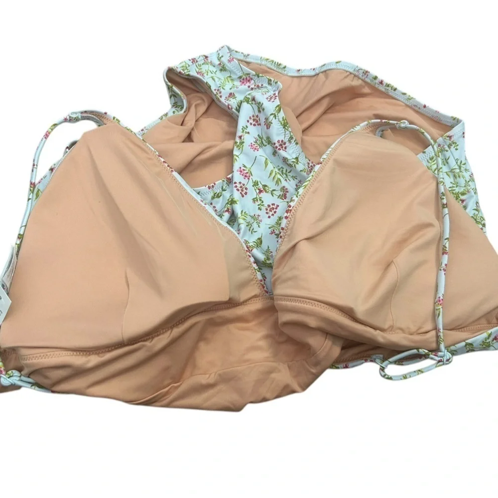 J. Crew Blue Cloud Meadow Floral Plunge One-Piece Swimsuit Womens Plus 24 NWT